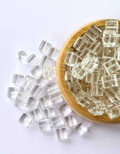 Clear Ice Cube Glass Beads