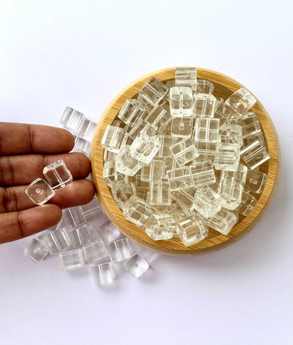 Clear Ice Cube Glass Beads
