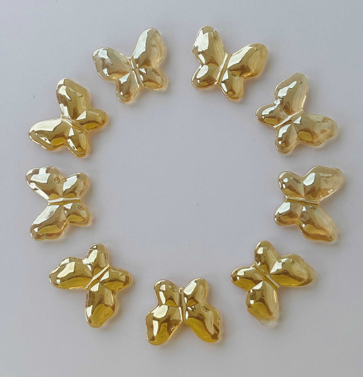 Luminous Amber Glass Butterfly Beads for Jewelry Making
