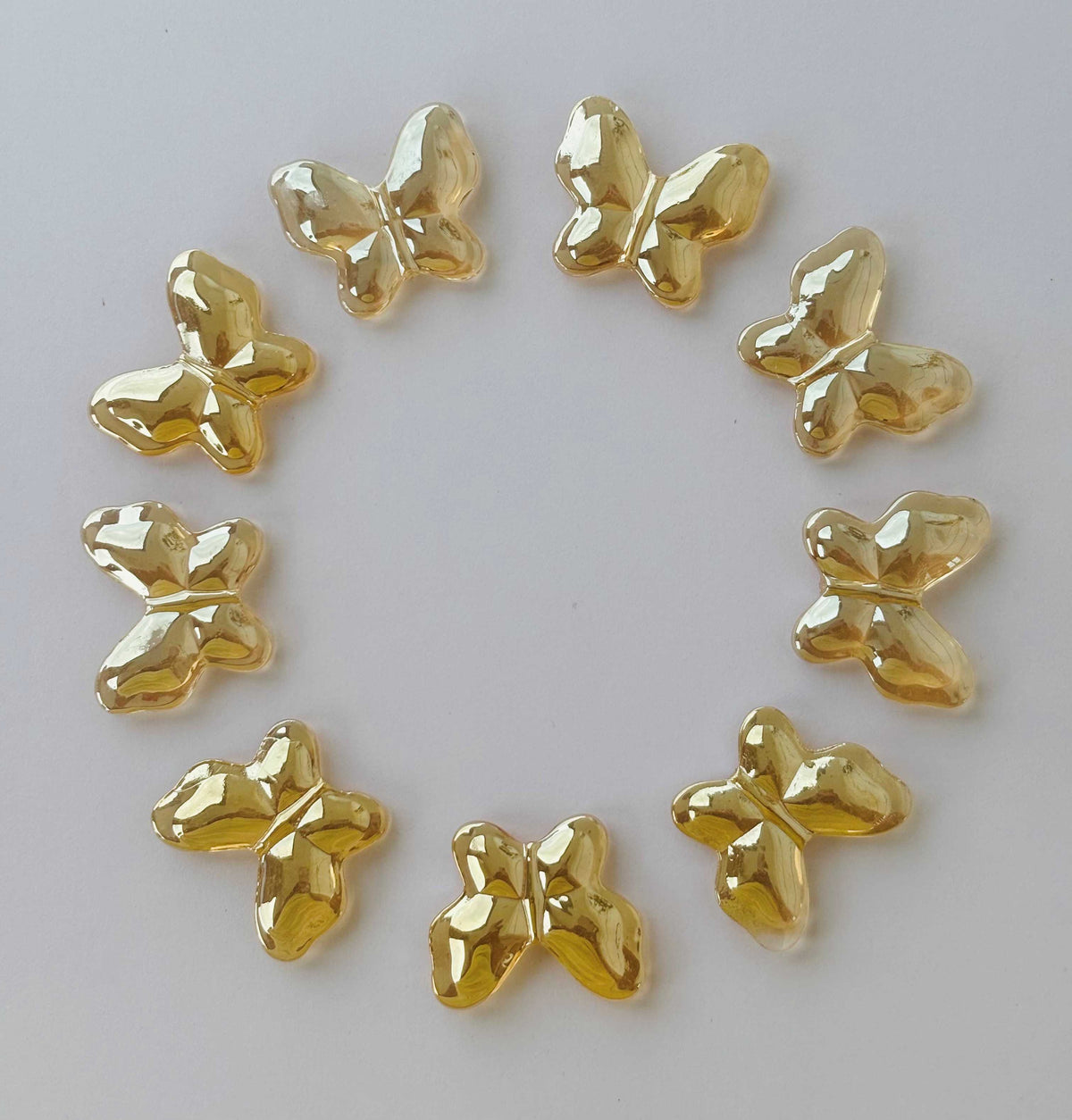 Luminous Amber Glass Butterfly Beads for Jewelry Making