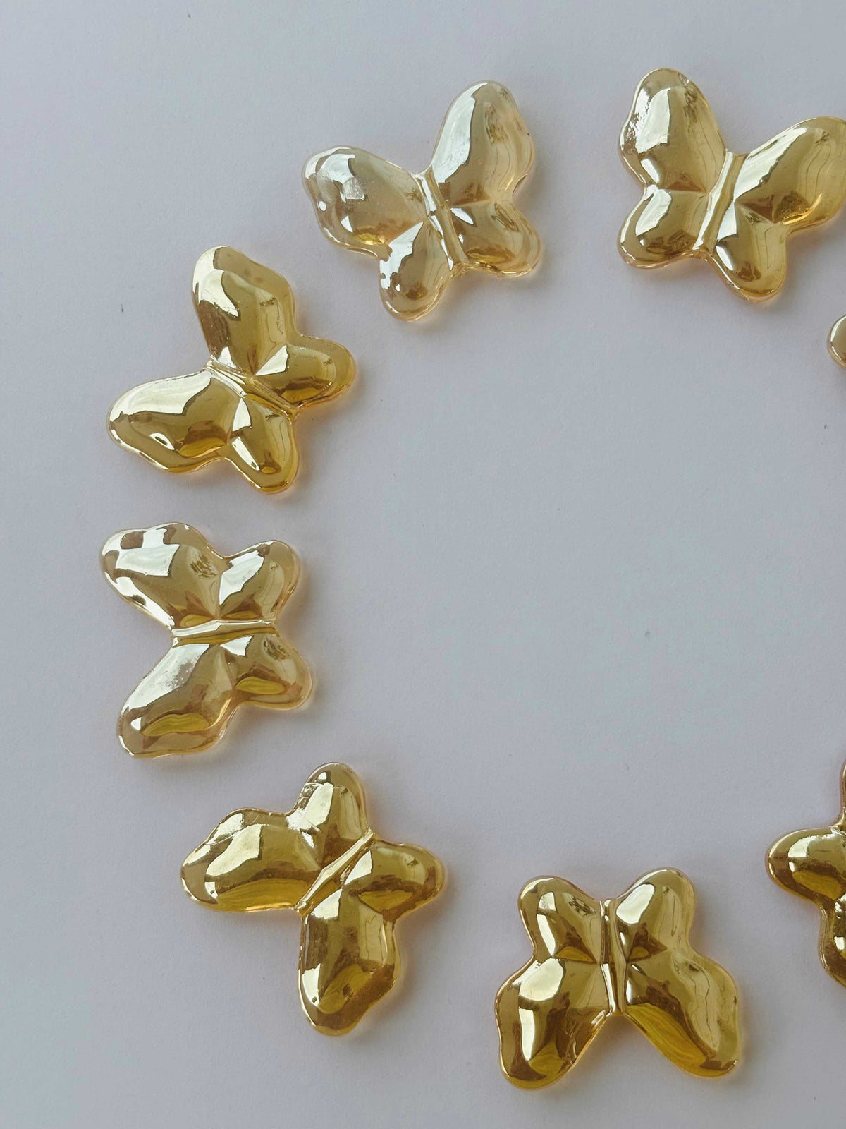 Luminous Amber Glass Butterfly Beads for Jewelry Making