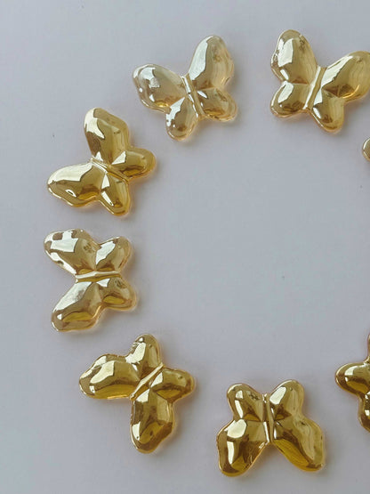 Luminous Amber Glass Butterfly Beads for Jewelry Making