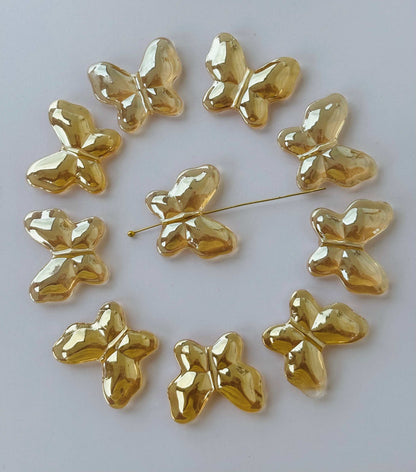 Luminous Amber Glass Butterfly Beads for Jewelry Making