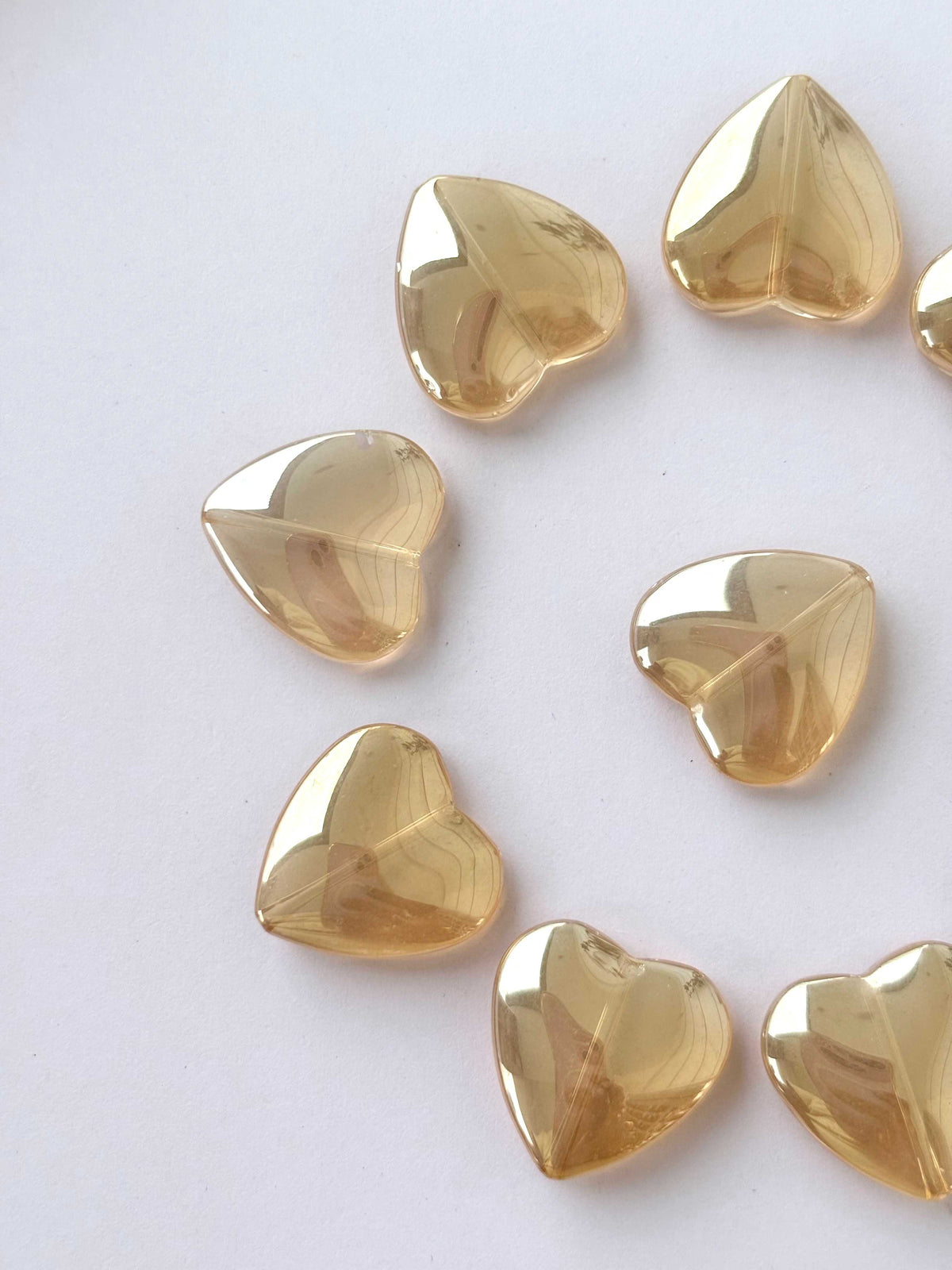 Champagne Glass Heart Beads for Jewelry Making