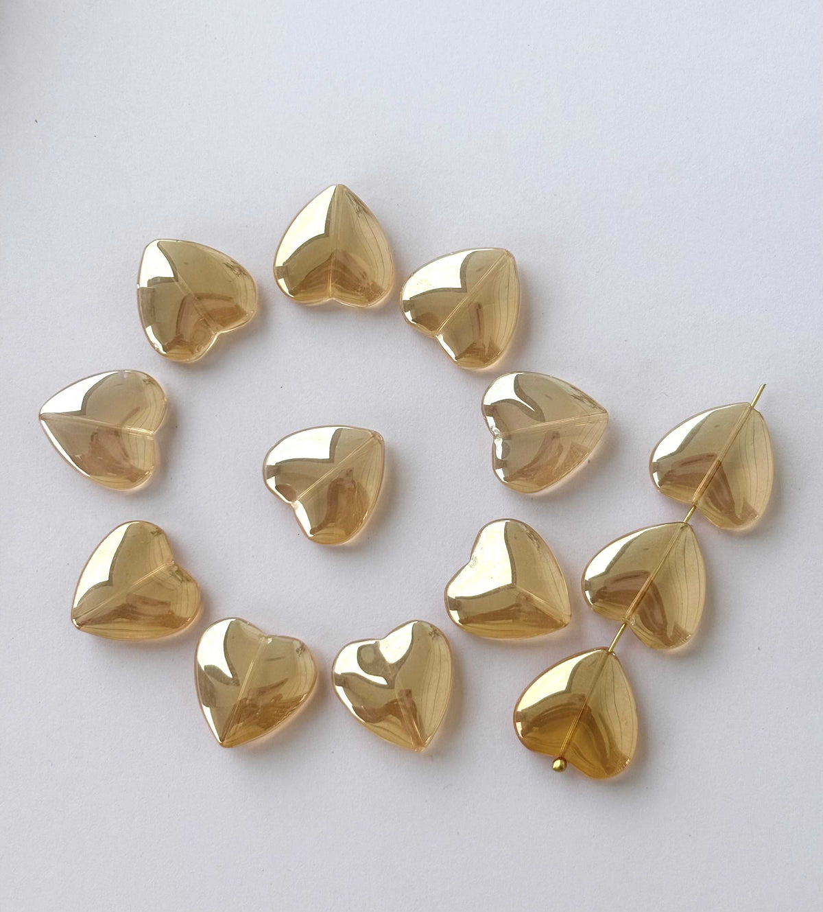 Champagne Glass Heart Beads for Jewelry Making