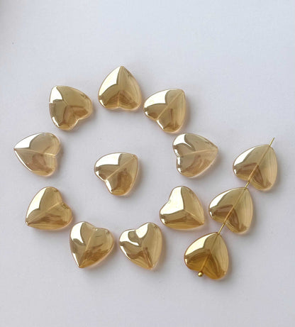 Champagne Glass Heart Beads for Jewelry Making