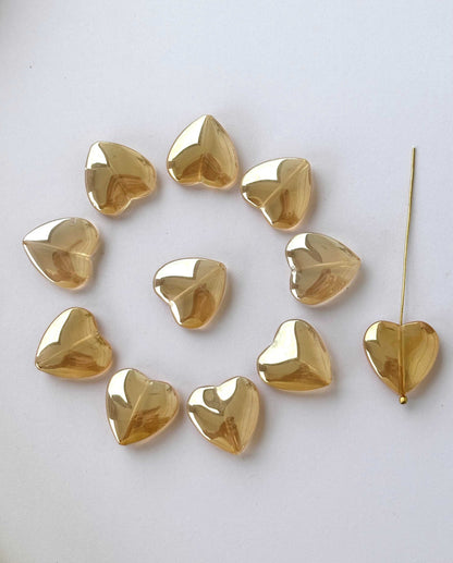 Champagne Glass Heart Beads for Jewelry Making