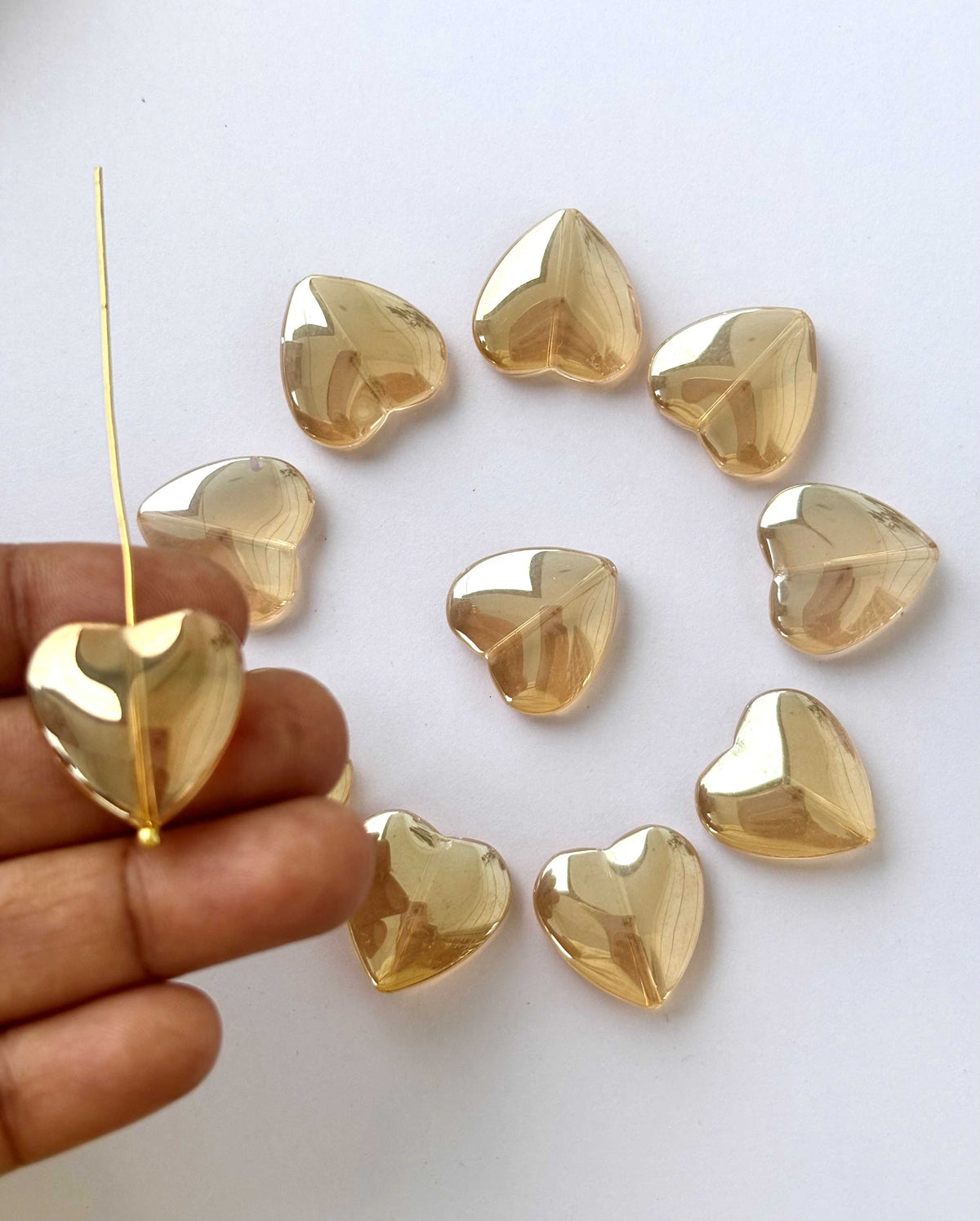 Champagne Glass Heart Beads for Jewelry Making