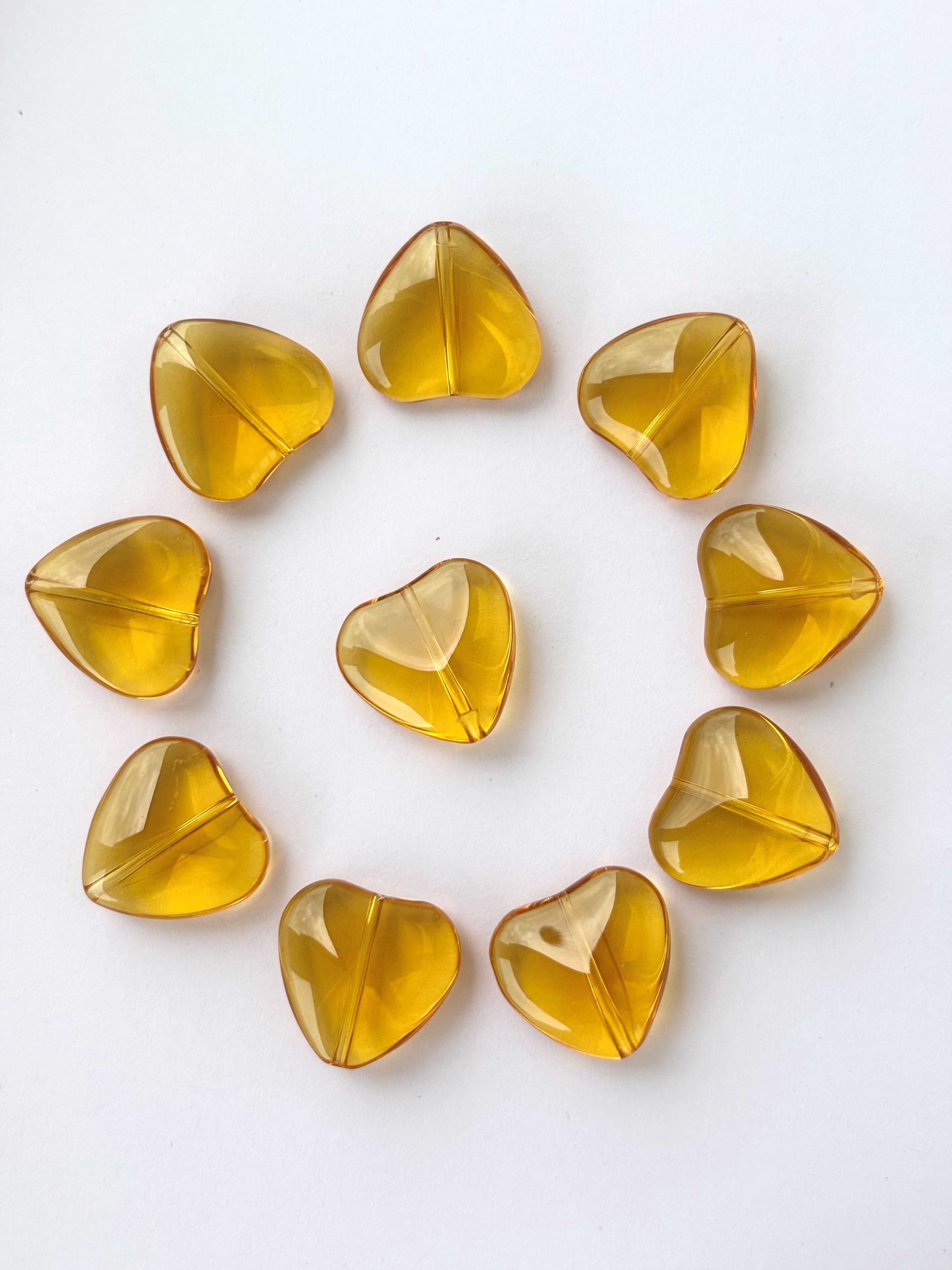 Amber Tone Brown Glass Heart Beads for Jewelry Making