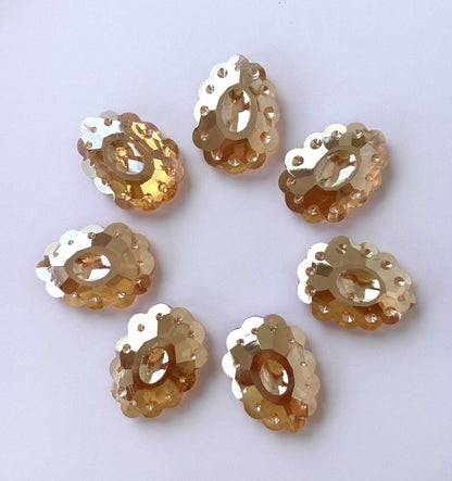 Champagne Scalloped Oval Faceted Glass Beads