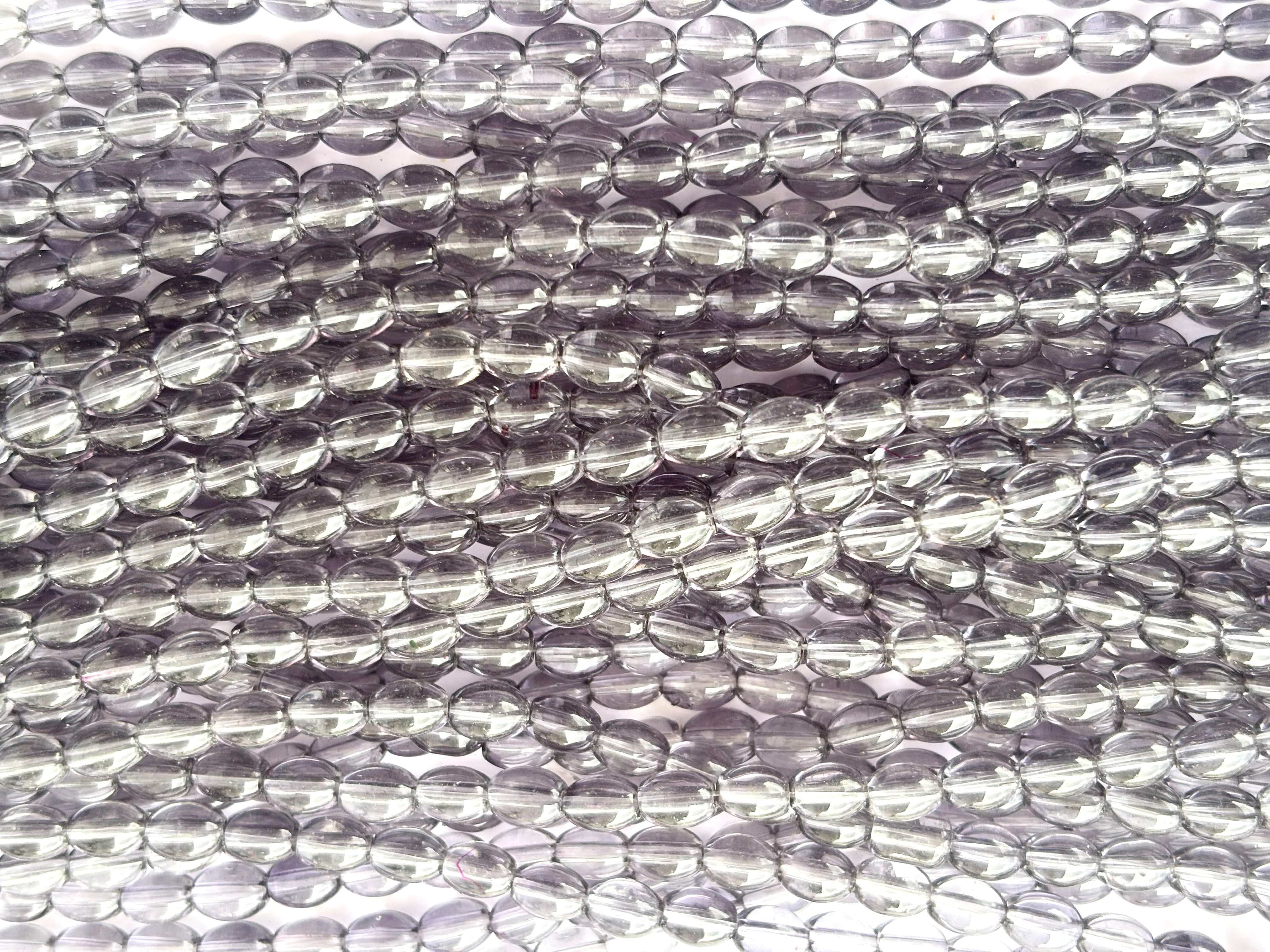 Grey Jelly Oval Beads 6x8MM 26 Inches