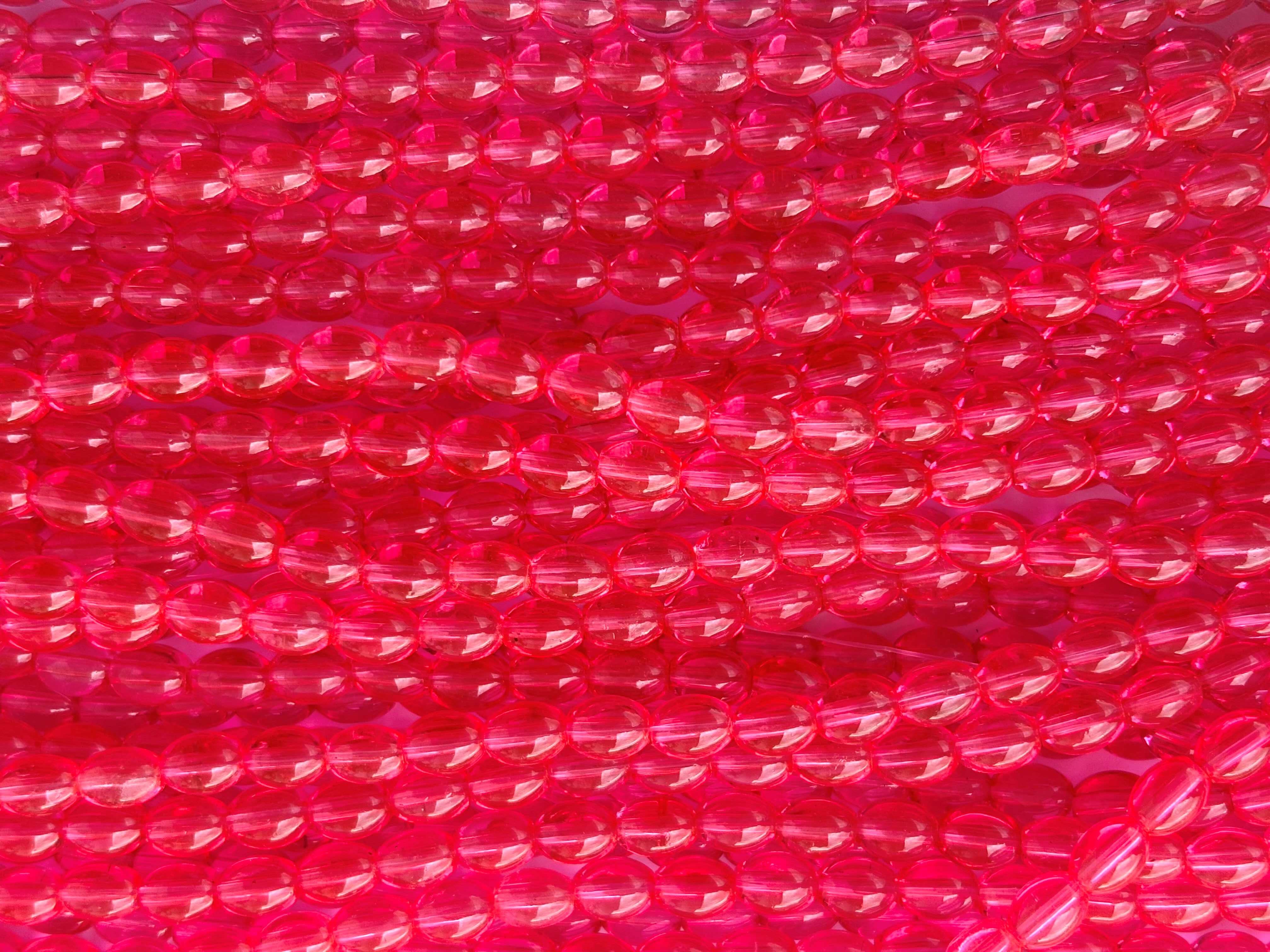 Neon Pink Oval Beads 6x8MM 26 Inches