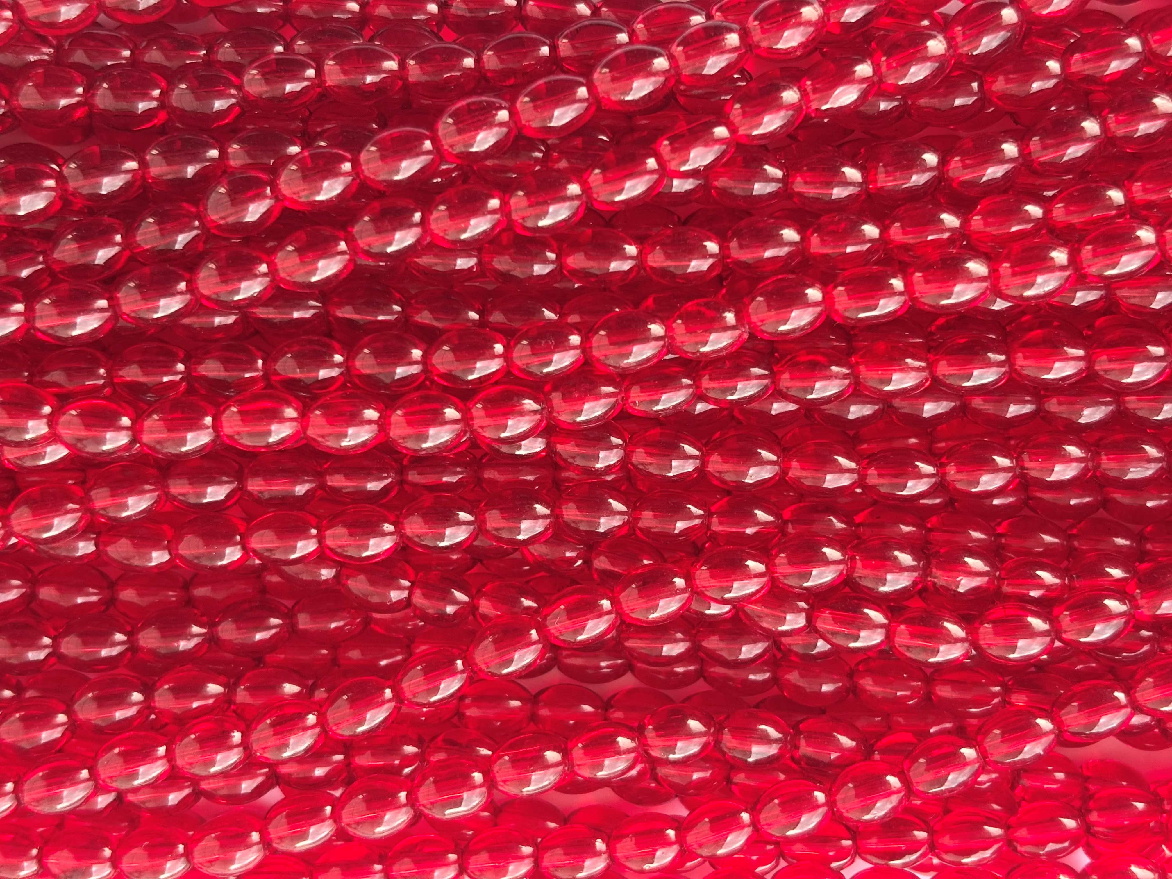 Scarlet Red Oval Beads 6x8MM 26 Inches
