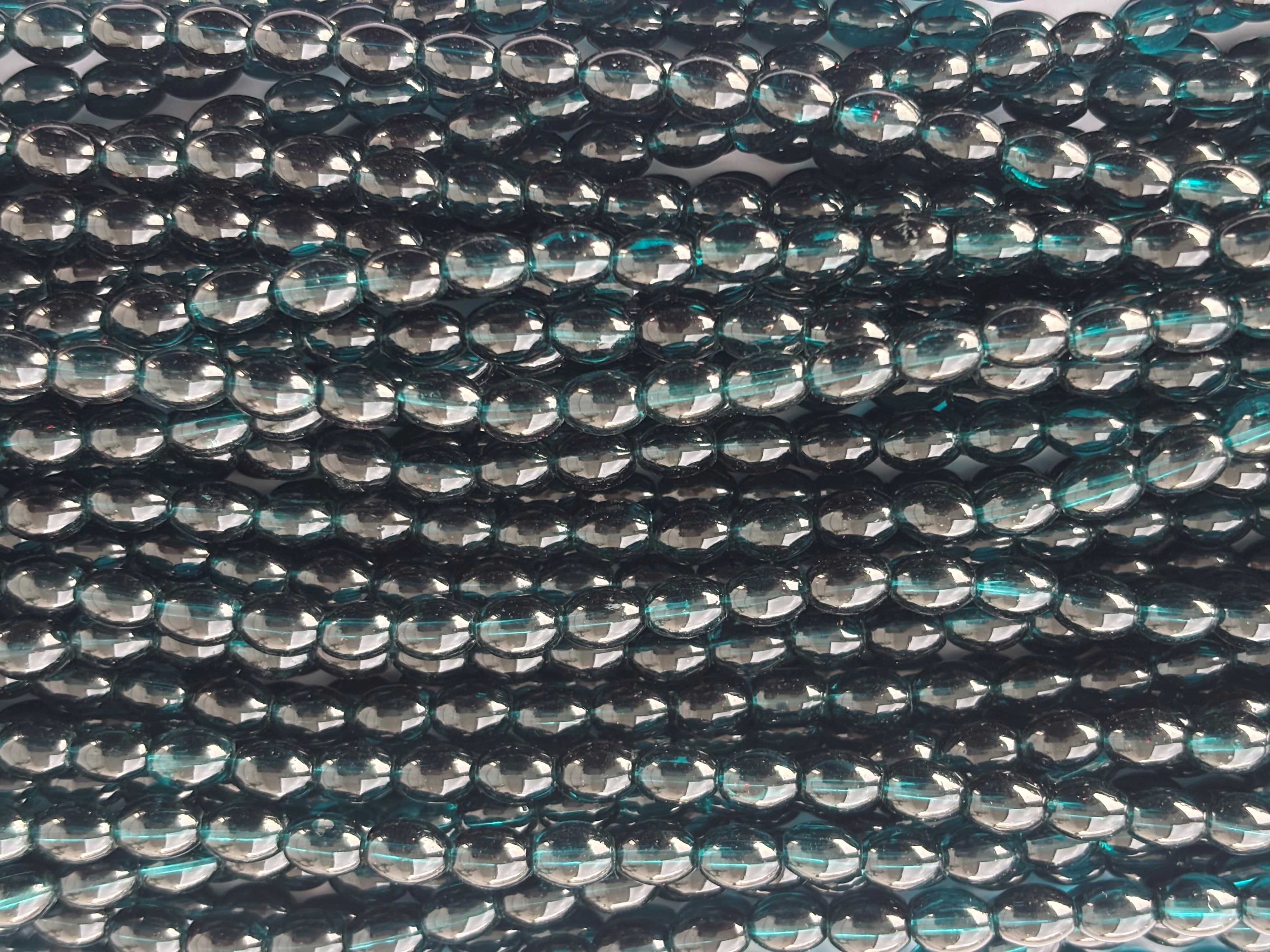 Dark Teal Oval Beads 6x8MM 26 Inches