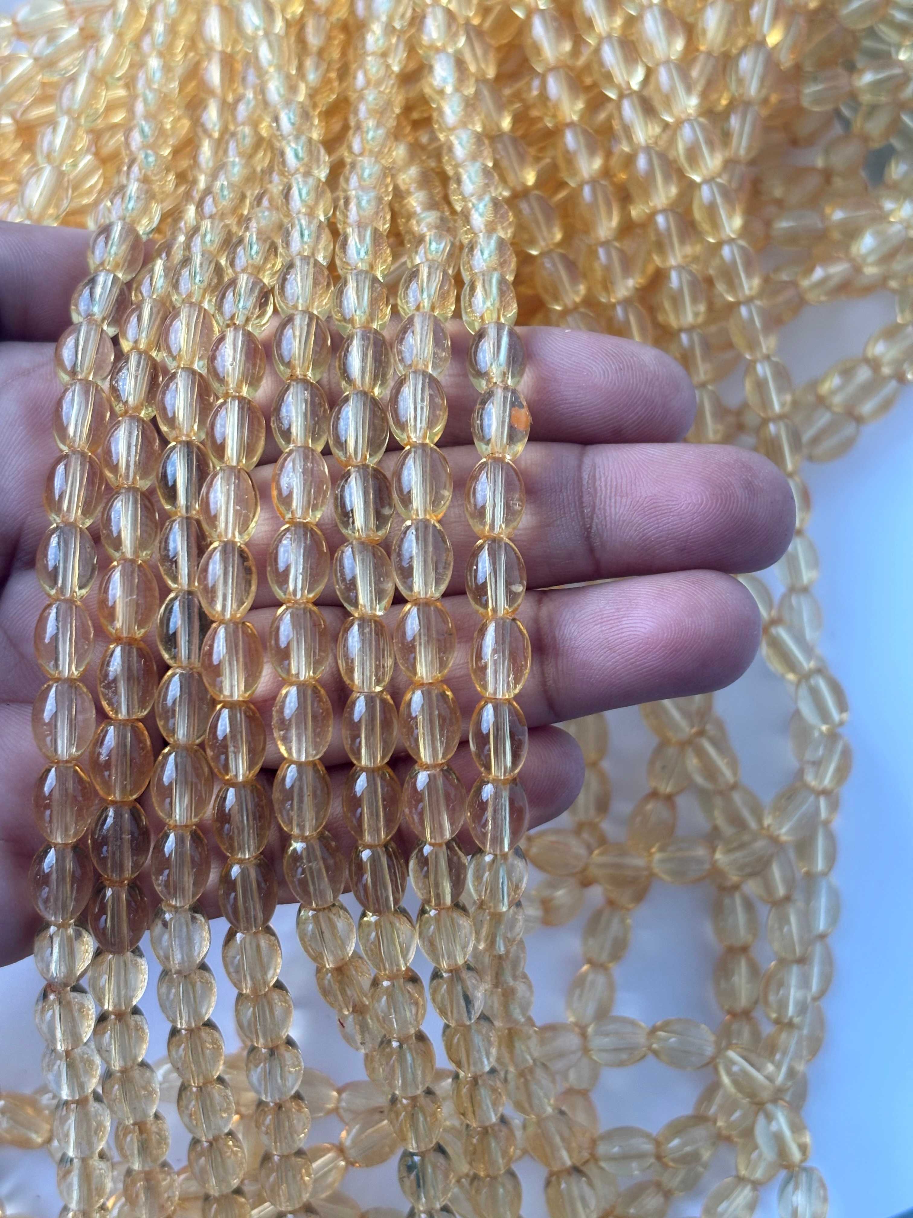 Light Amber Oval Beads 6x8MM 26 Inches