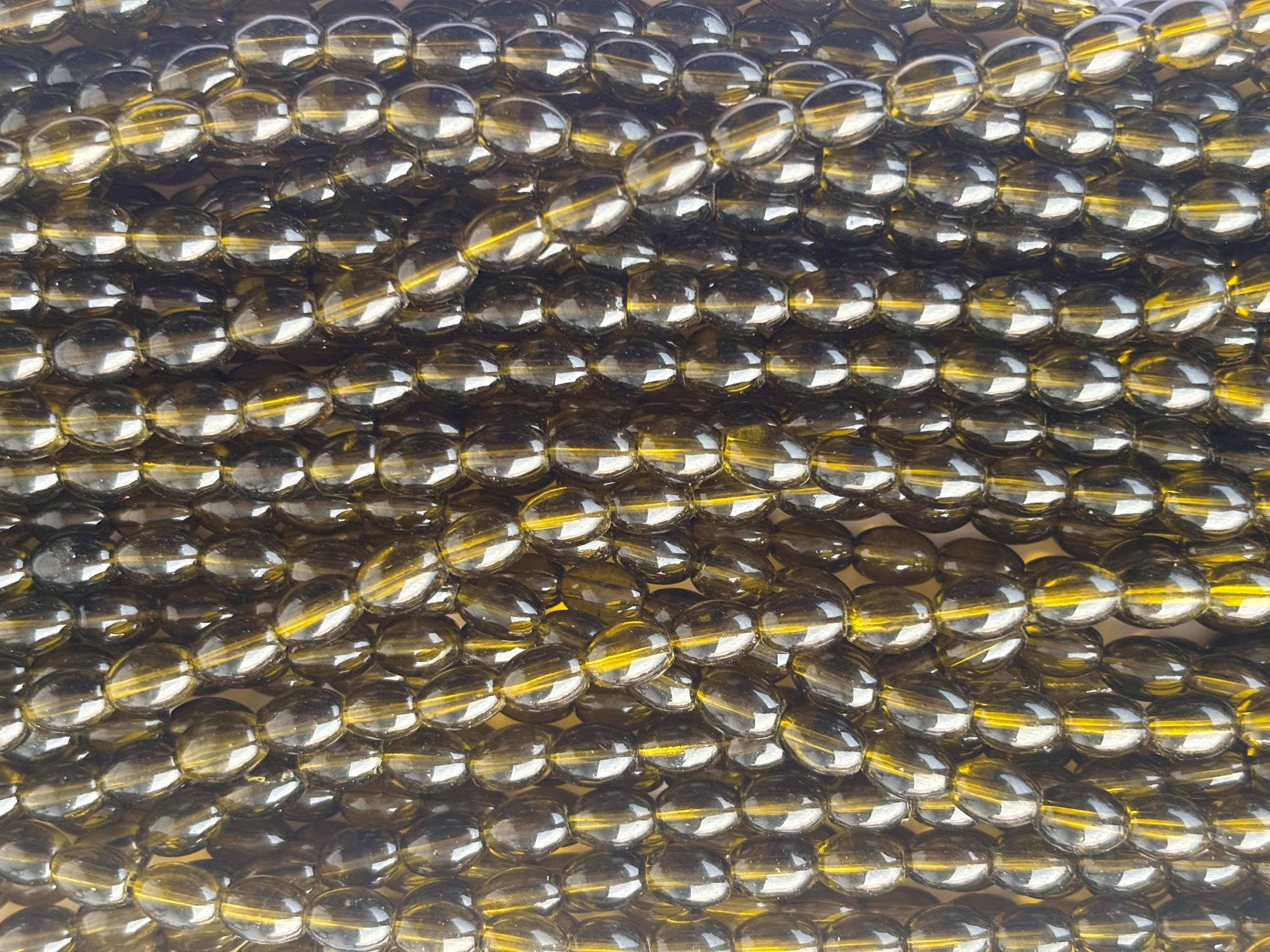 Olive Quartz Oval Beads 6x8MM 26 Inches