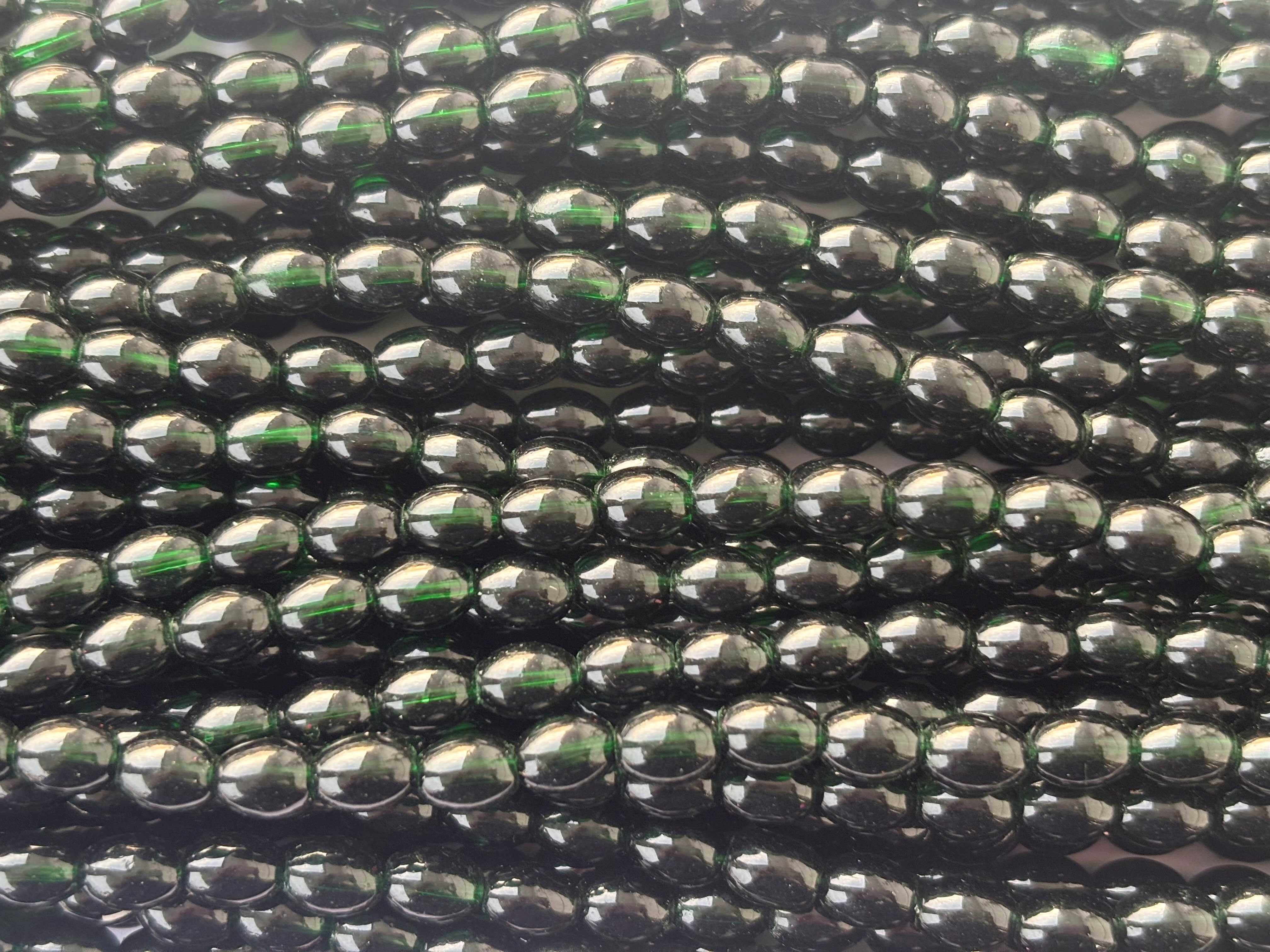 Deep Emerald Oval Beads 6x8MM 26 Inches