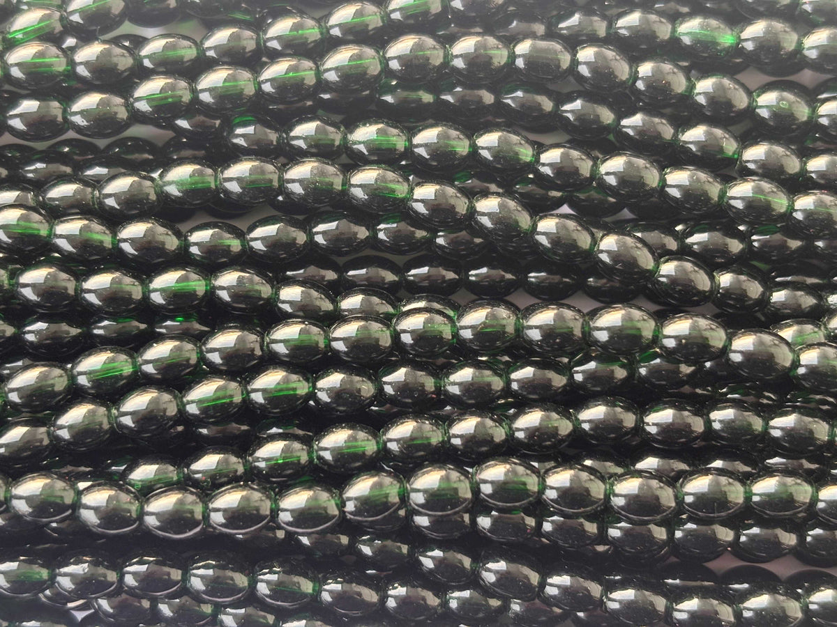 Deep Emerald Oval Beads 6x8MM 26 Inches
