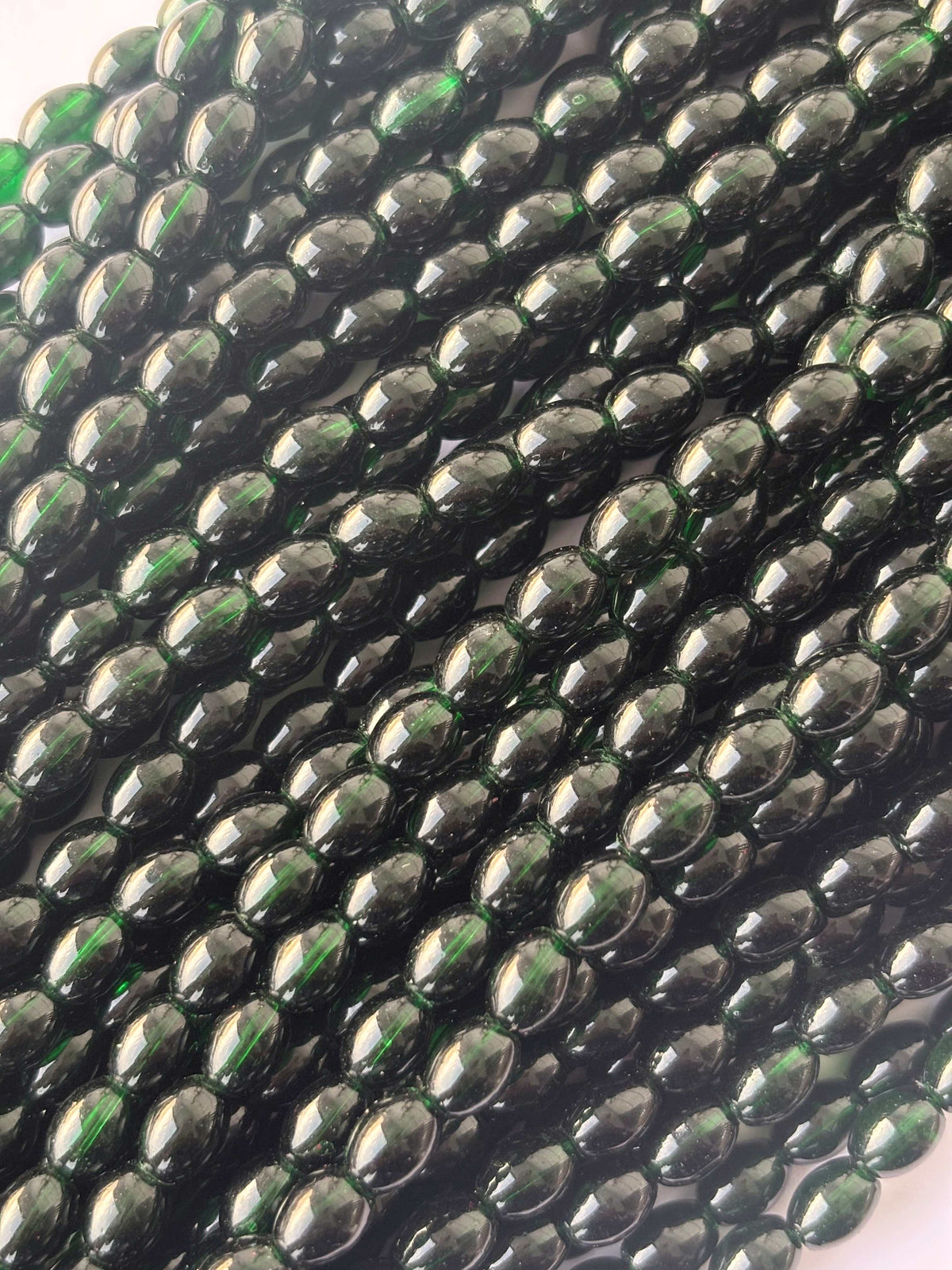 Deep Emerald Oval Beads 6x8MM 26 Inches