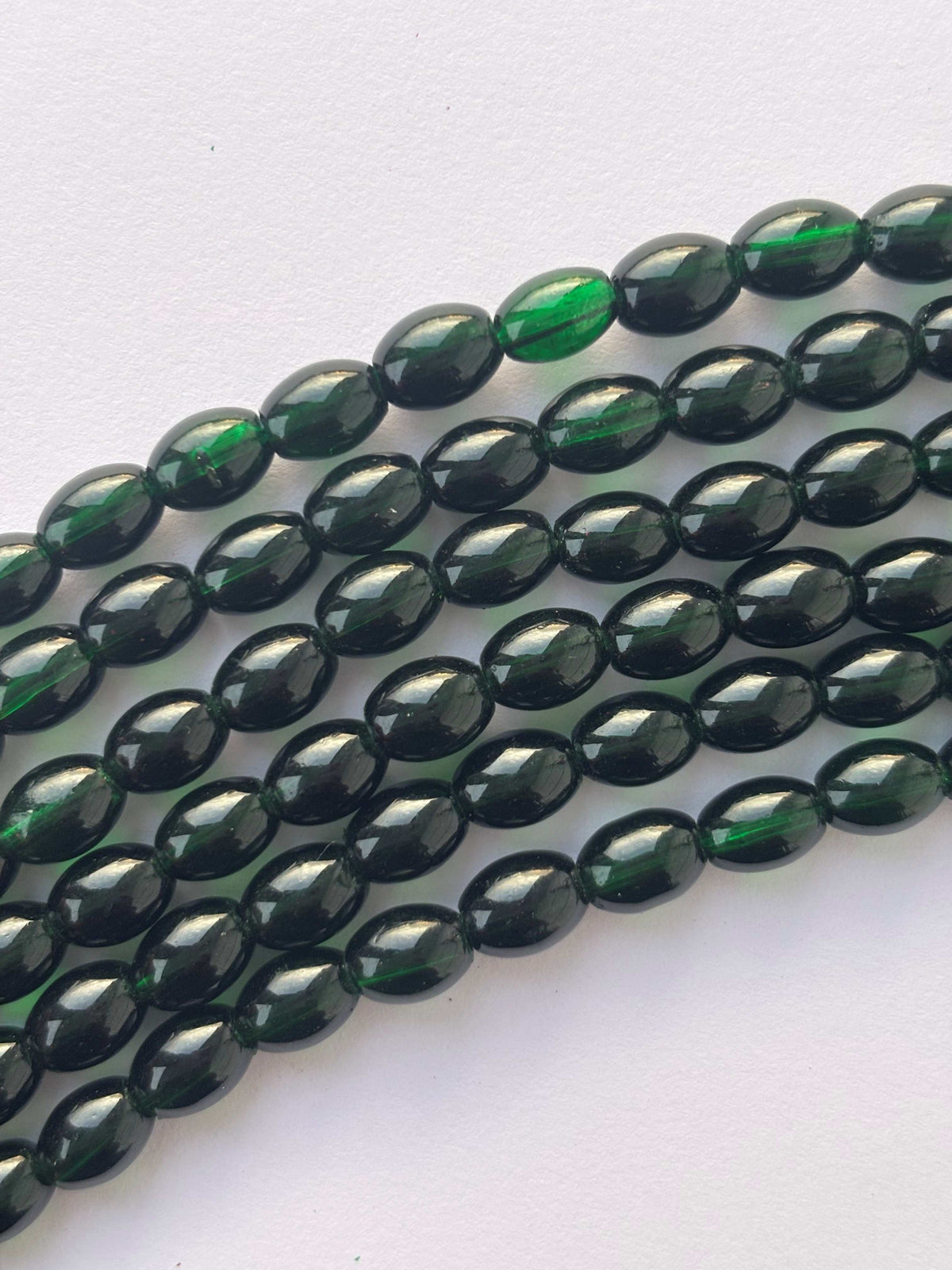 Deep Emerald Oval Beads 6x8MM 26 Inches