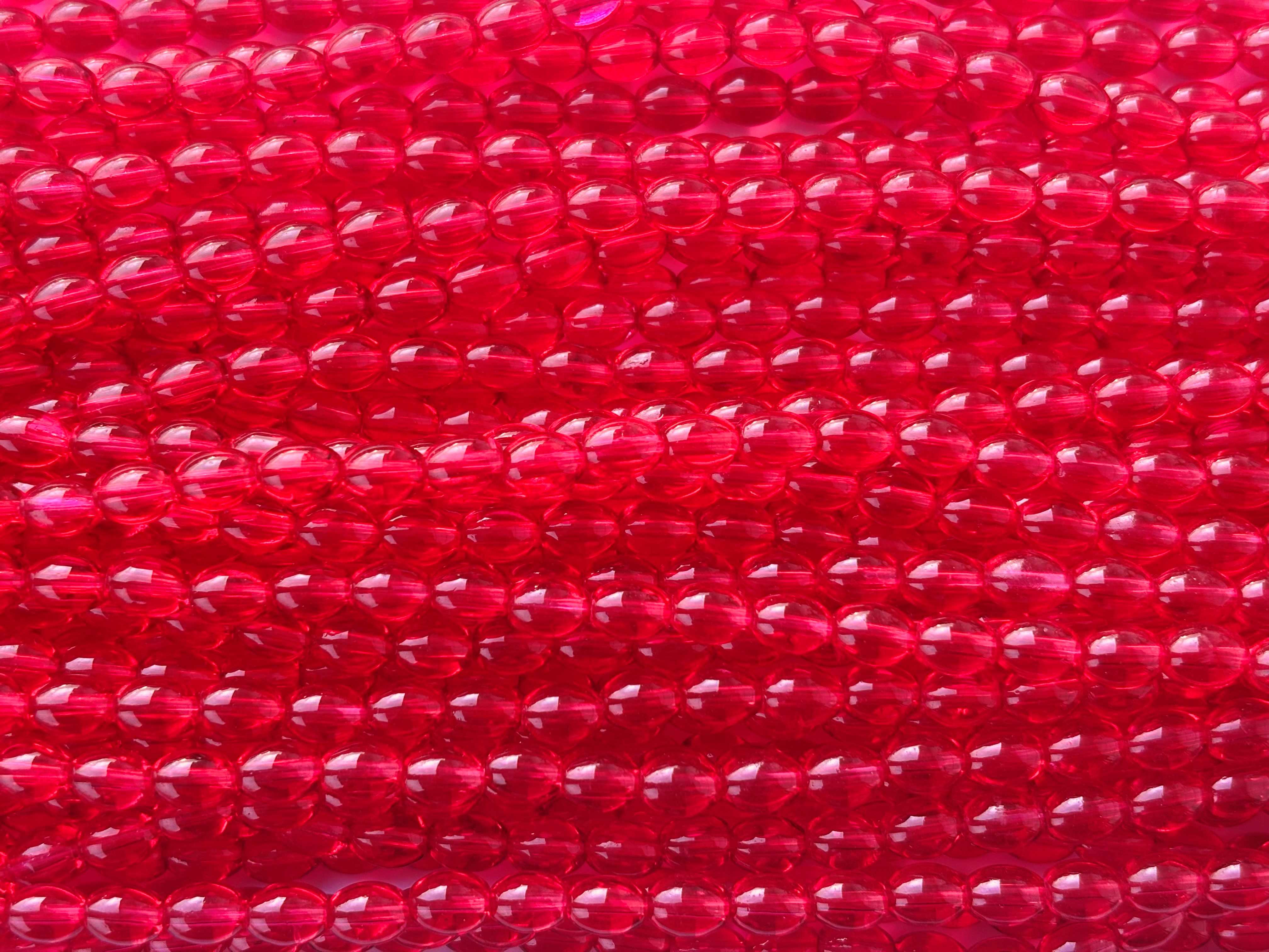 Vibrant Ruby Oval Beads 6x8MM 26 Inches