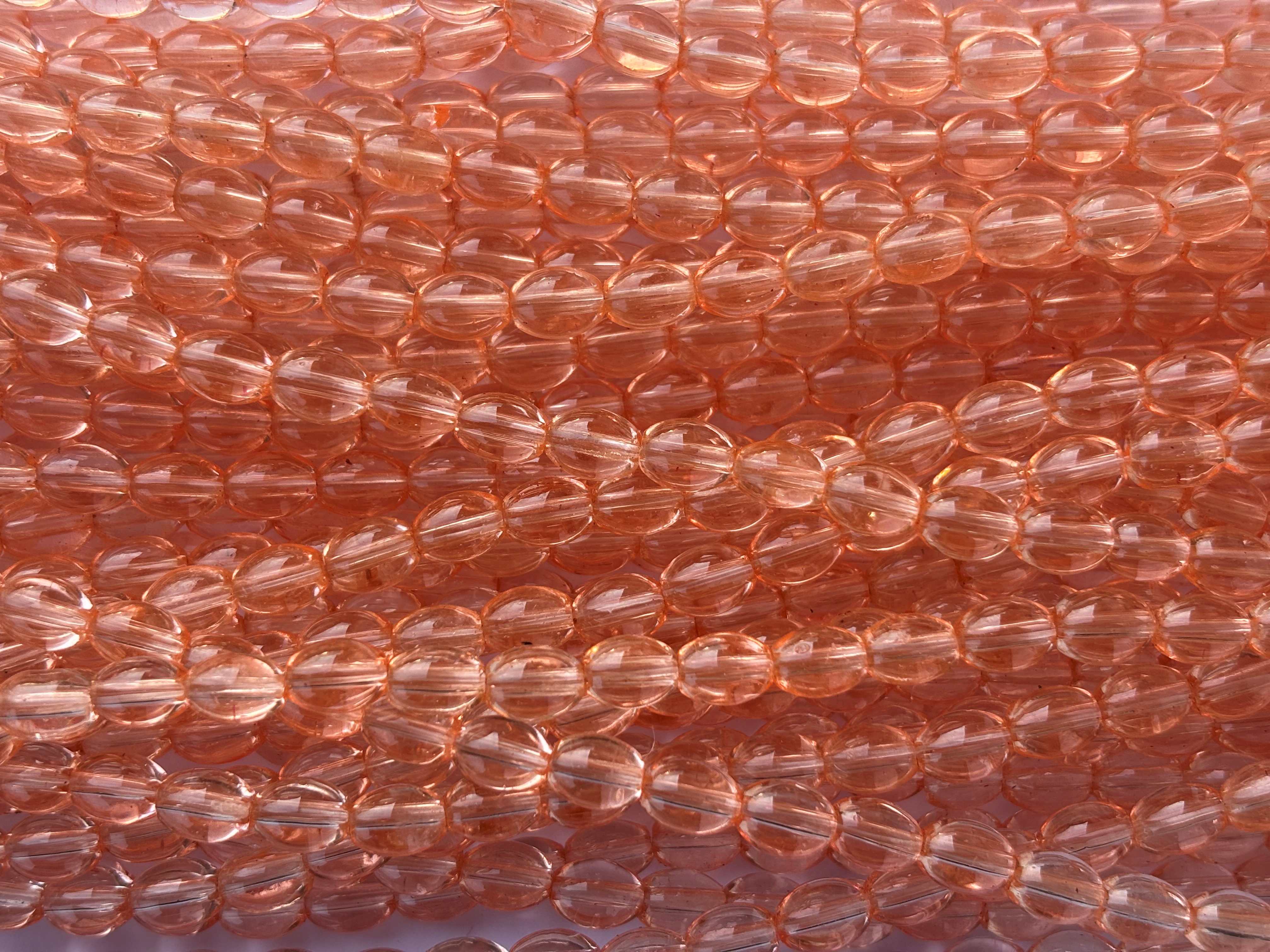Light Peach Oval Beads 6x8MM 26 Inches