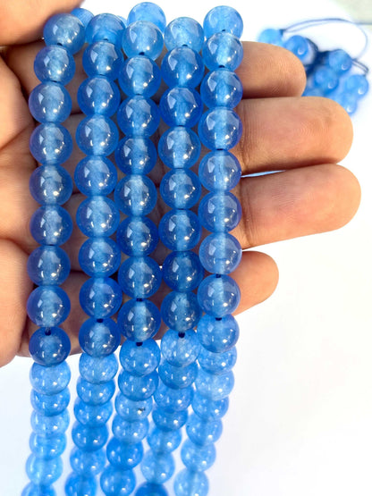 Natural Electric Blue Quartz Round Beads for Jewelry Making
