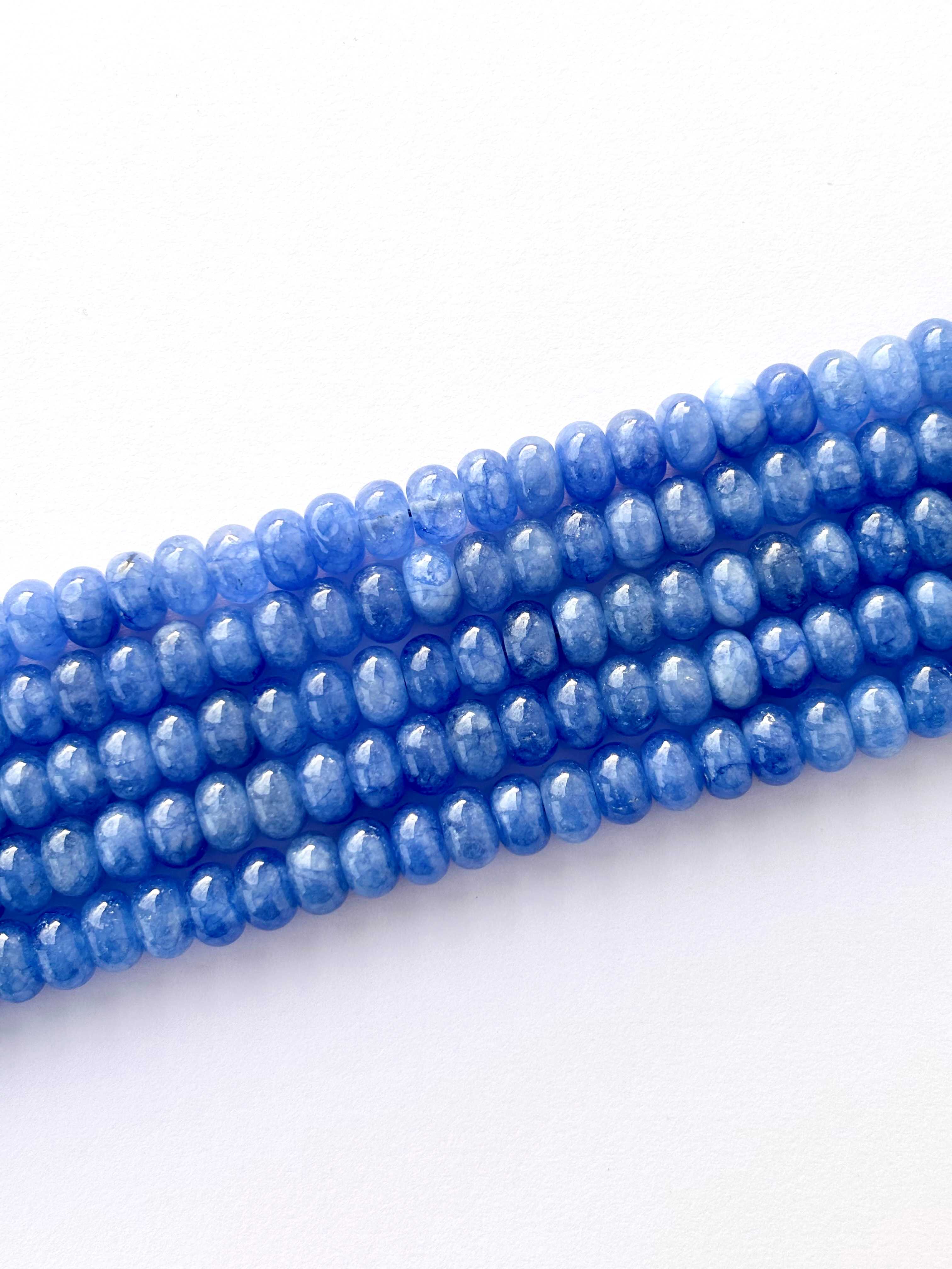 Smooth Light Blue Quartz Rondelle Beads
