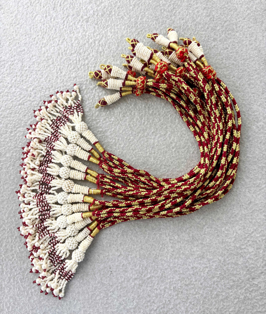 Gold & Maroon Thread Necklace Dori