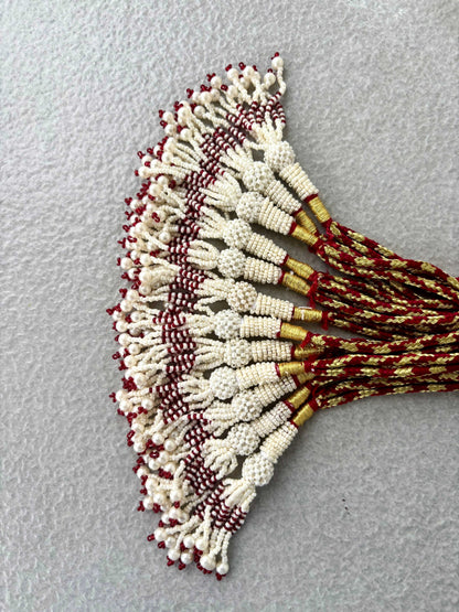 Gold & Maroon Thread Necklace Dori