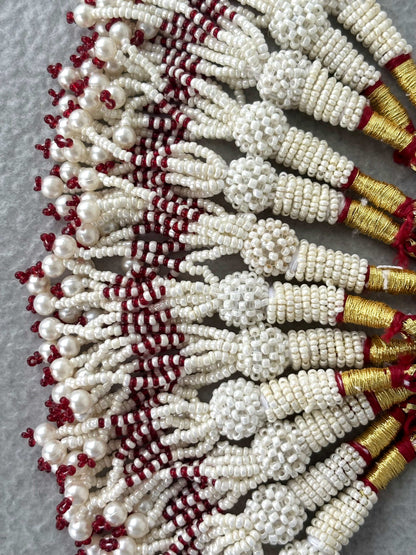 Gold & Maroon Thread Necklace Dori