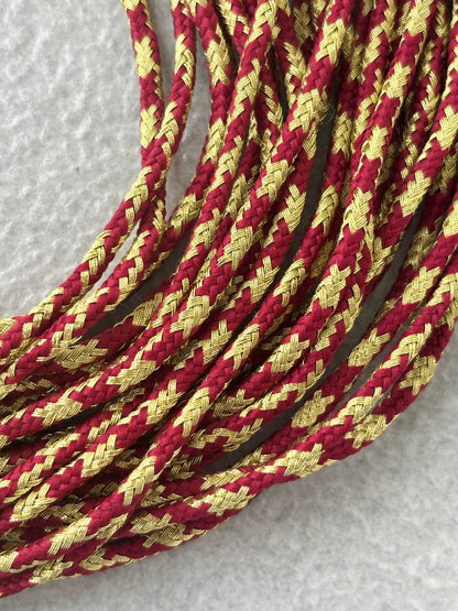 Gold & Maroon Thread Necklace Dori