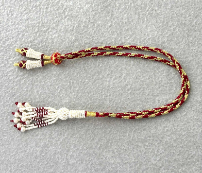 Gold & Maroon Thread Necklace Dori