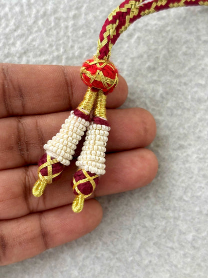 Gold & Maroon Thread Necklace Dori
