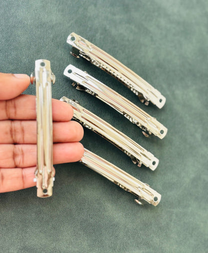 Silver Barrette Hair Clip Bases 3 Inches