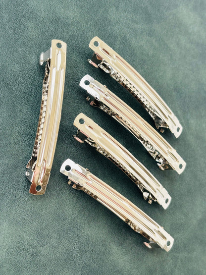 Silver Barrette Hair Clip Bases 3 Inches