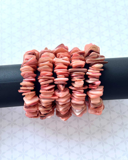Peach Shell Chip Stretch Bracelet