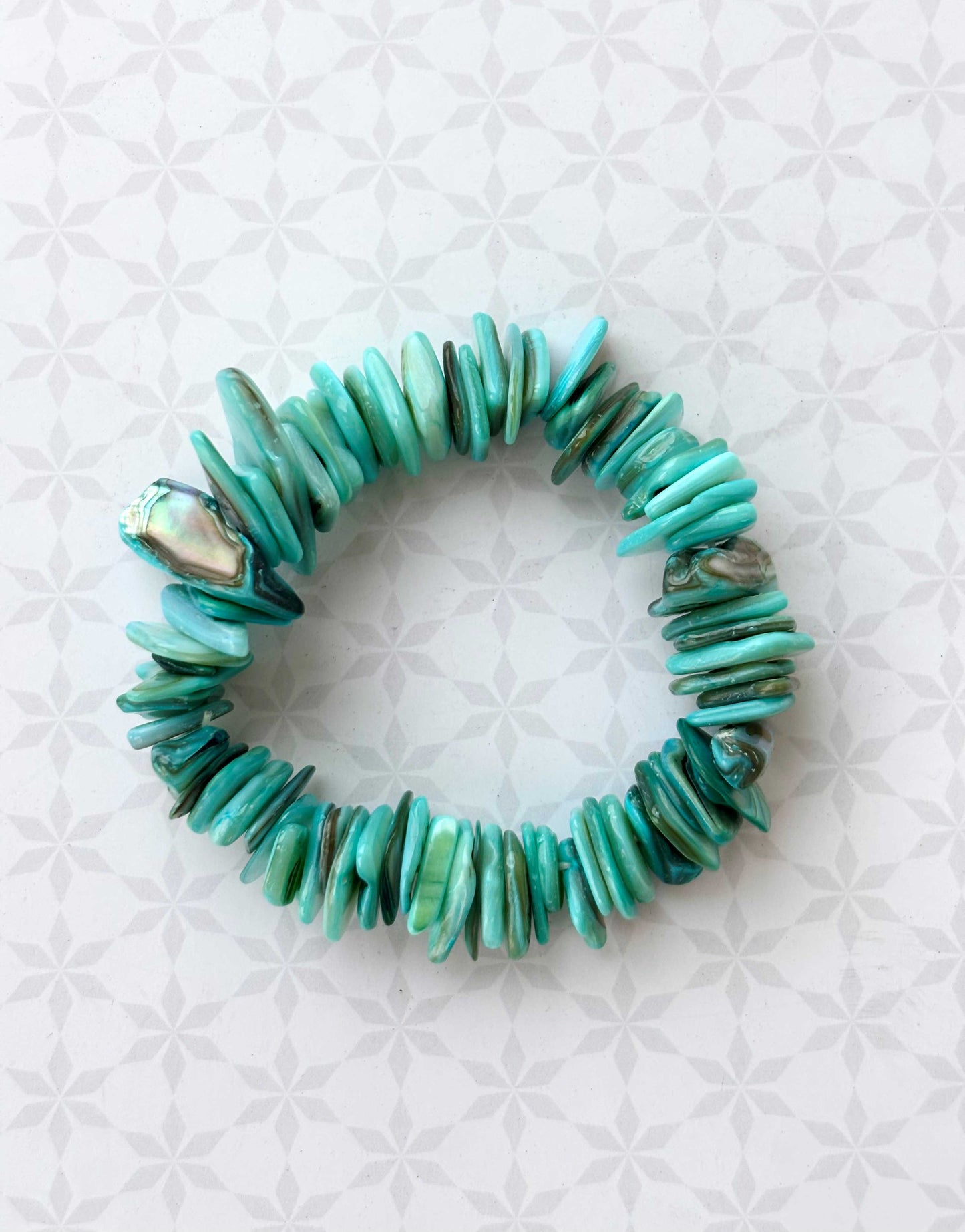 Aqua Turquoise Shell Chip Bracelet