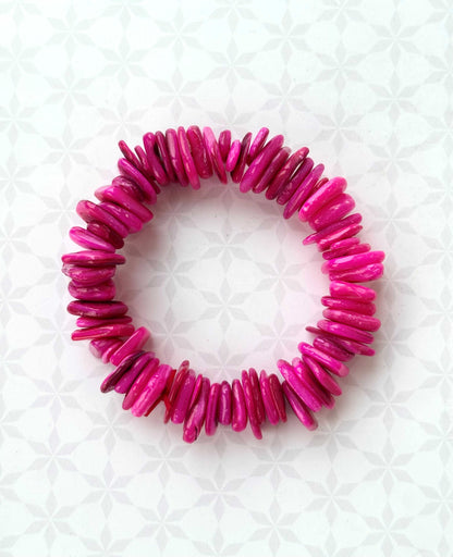 Hot Pink Shell Chip Bracelet