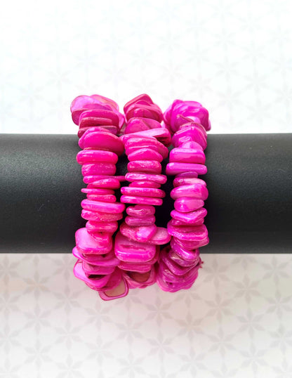 Hot Pink Shell Chip Bracelet