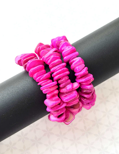 Hot Pink Shell Chip Bracelet