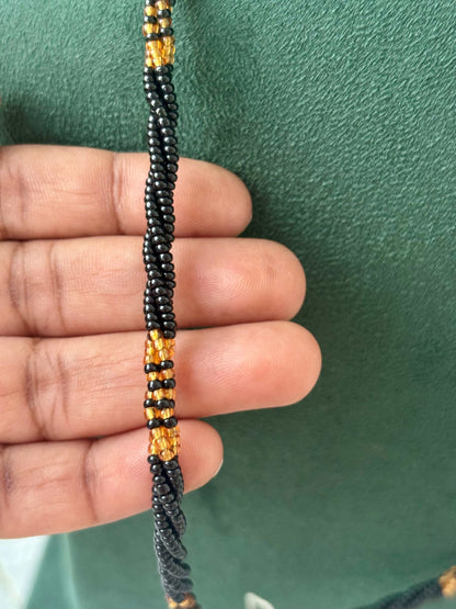 Black, Maroon and Gold Beaded Semi-Finished Chain Design 15