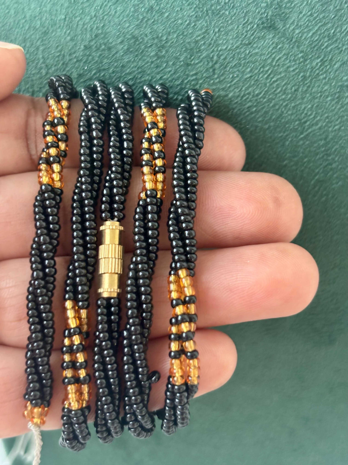 Black, Maroon and Gold Beaded Semi-Finished Chain Design 15