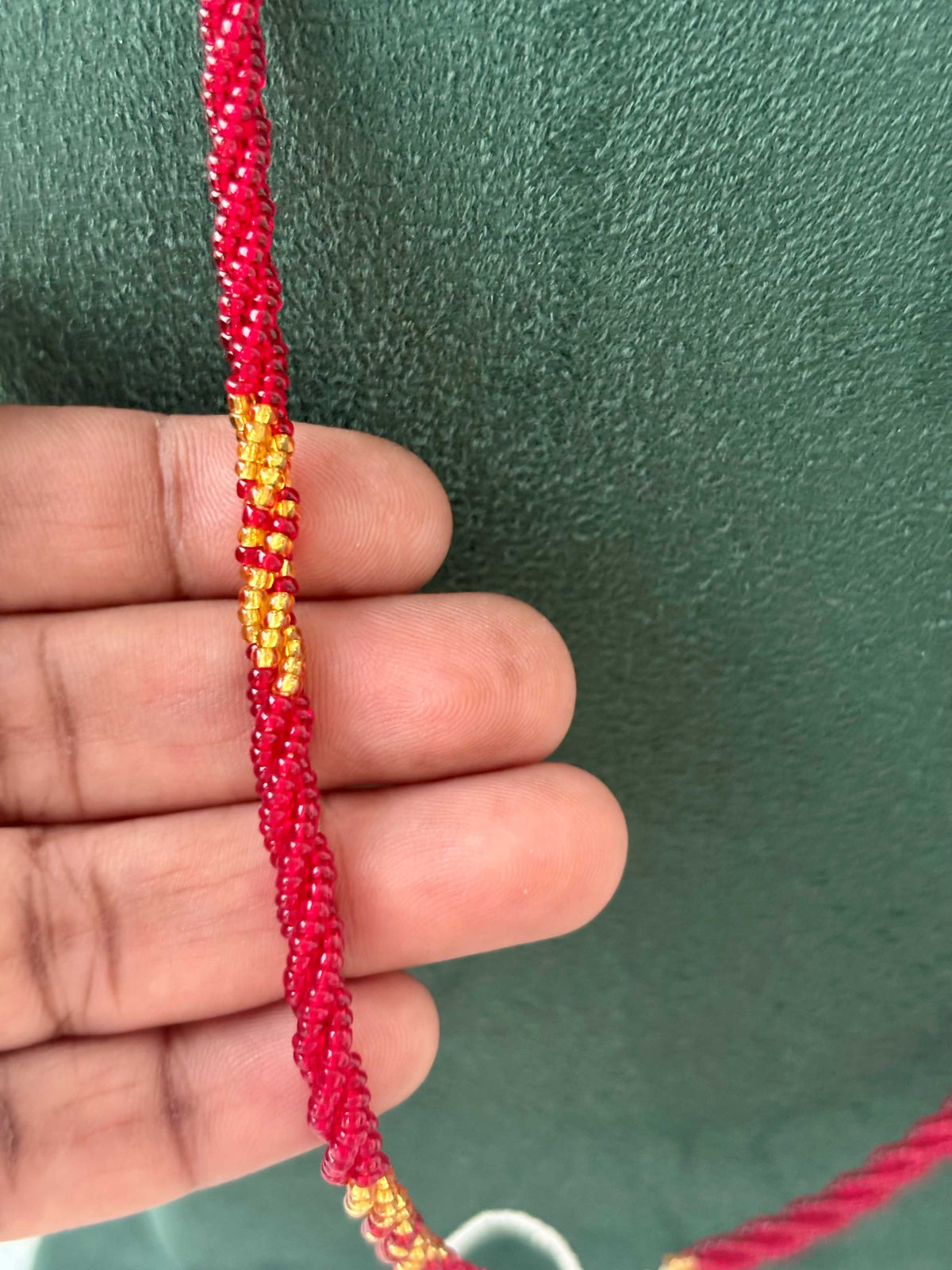 Black, Maroon and Gold Beaded Semi-Finished Chain Design 15