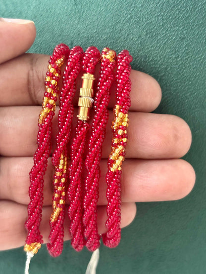 Black, Maroon and Gold Beaded Semi-Finished Chain Design 15