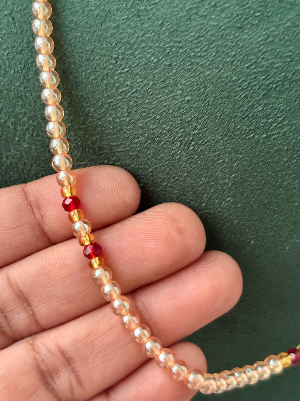 Champagne Beaded Crystal Finished Necklace