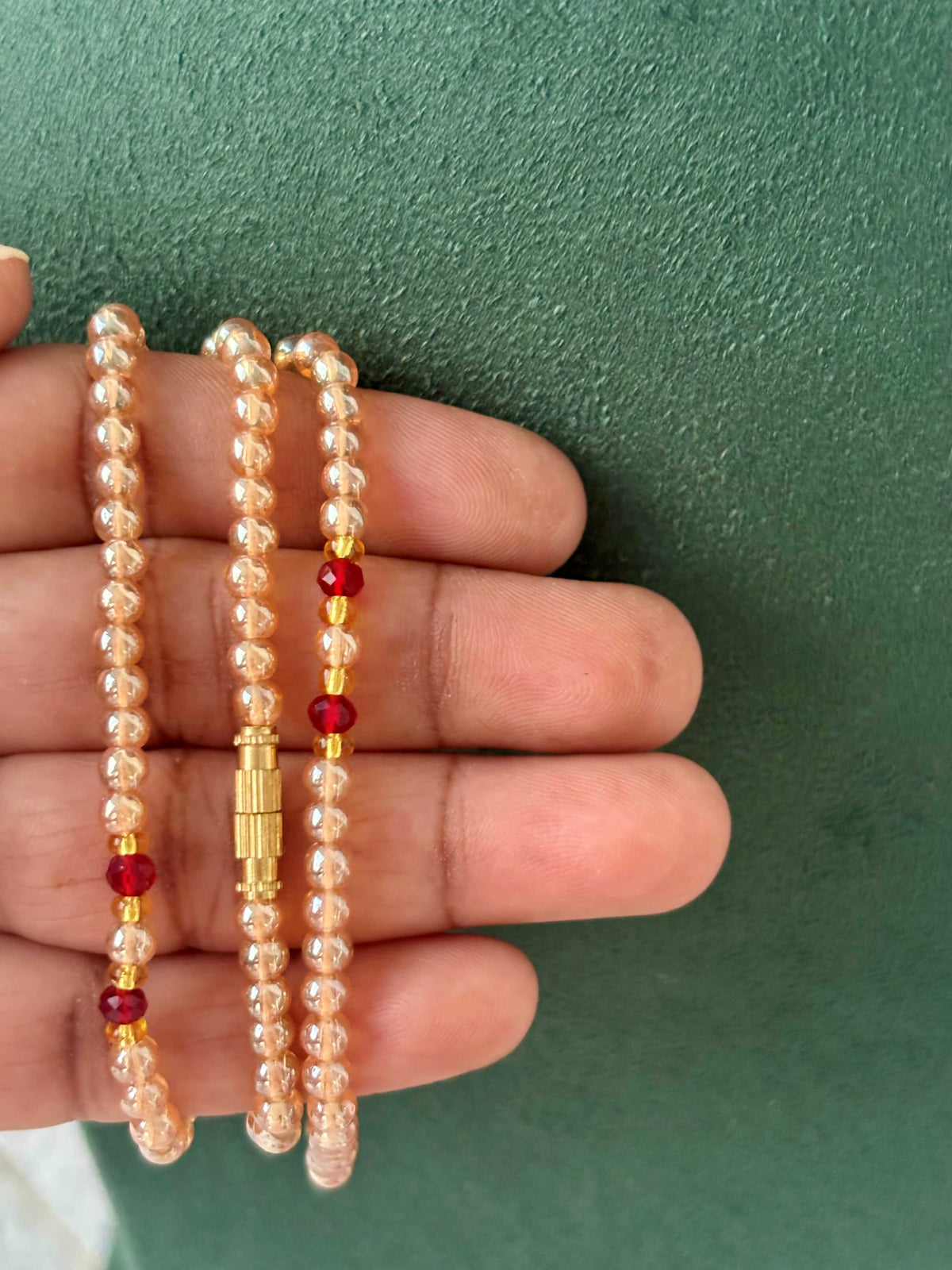 Champagne Beaded Crystal Finished Necklace