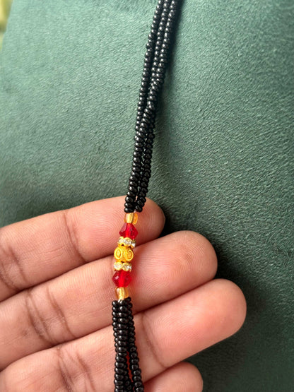 Black, Red, and Gold Beaded Semi-Finished Chain Design 20