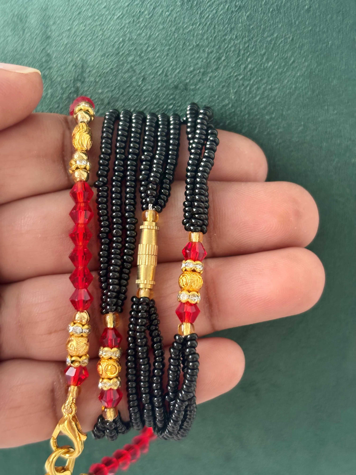 Black, Red, and Gold Beaded Semi-Finished Chain Design 20
