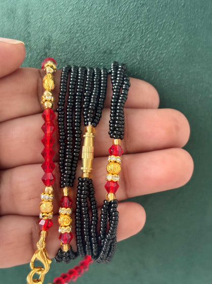 Black, Red, and Gold Beaded Semi-Finished Chain Design 20